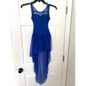 Dark blue dance costume.